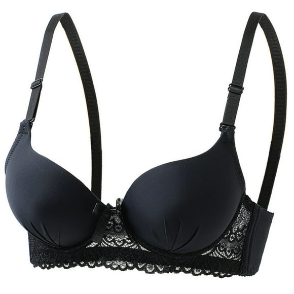 Womens Balconette Bra with Push Up Effect Sexy Lace Demi Half Cup Bra Underwired Low Cut Mesh Bras