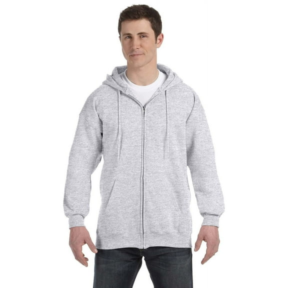 The Hanes 97 oz Ultimate Cotton 90/10 Full-Zip Hood - ASH - XL