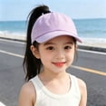 thumbnail image 2 of LiuXxxx Kids Outdoor Casual Half Dome Visor Hat Solid Curved Brim Ponytail Cap for Everyday Wear Purple, 2 of 4