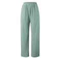 thumbnail image 5 of Sngxgn Woman Pants Women Casual Pants Solid Drawstring Elastic Waist Long Straight Pants(Green,XL), 5 of 6