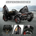 thumbnail image 3 of Funcid 12v Licenced Lamborghini Ride on Car Toys with Remote Control, Electric Cars for Kids w/ 3 Speed, Swing-Up Scissor Door, LED Lights, Suspension, Bluetooth, Music, MP3, Black, 3 of 8