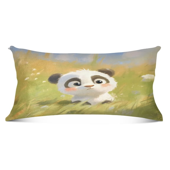 Plush Pillow Cases Body Size Ultra Soft Warm Pillowcases with Zipper Lovely Panda Baby 20"x54"
