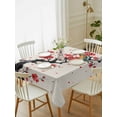 thumbnail image 2 of Red Spring Floral Rectangle Tablecloth, Birds Branches Watercolor Flowers Rustic Waterproof & StainResistant Tablecloth, Washable Oil-proof Table Cover for Dining/Party/Wedding/Buffet 60x84 In, 2 of 9