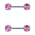 thumbnail image 2 of BodyJewelryOnline Nipple Ring Barbells Surgical Steel Double Round Gem 14G, 2 of 9