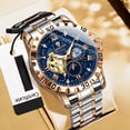 thumbnail image 2 of Reloj Mecánico para Hombre con Cielo Estrellado, Correa de Acero Bicolor Impermeable de 30 M con Fases Lunares Luminosas, 2 of 8