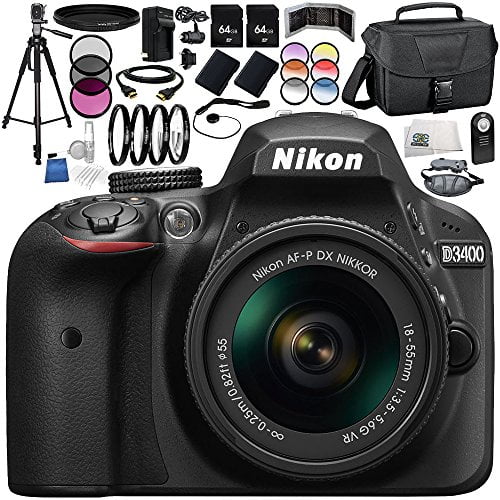 Nikon D3400 Dslr Camera 17pc Bundle Black Includes Af P Dx Nikkor 18 55mm F 3 5 5 6g Vr Lens 3 Piece Filter Kit Uv Cpl Fld Nd Filter More Walmart Com Walmart Com