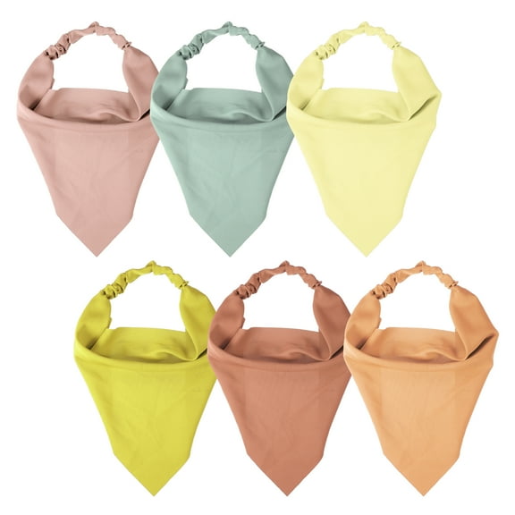 6pcs Non Slip Triangle Hair Scarf Bandanas Coffee Orange Gray Pink Yellow Beige 12.60''x7.87'' for Girl