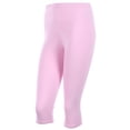 thumbnail image 2 of PLUS SIZE Cotton Capri Leggings Plain Pants Capris For Women, 3XL, Pink, 2 of 3