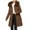 Coffee, variant on Slim Fit Long Puffer Coat for Women Warm Thickened Lined Waist Defining Winter Jacket XXL Size Green