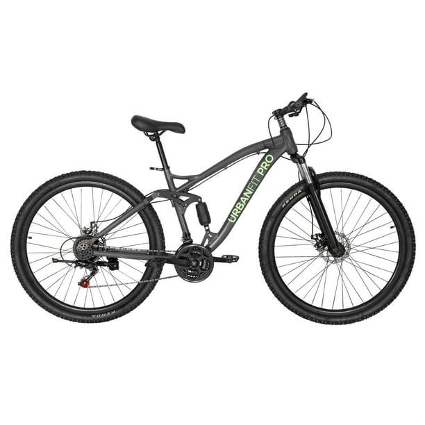 Bicicleta de Montaña UrbanFit Pro R29 Aluminio 21v Componentes Shimano Freno a Disco Suspensión Delantera Gris 29