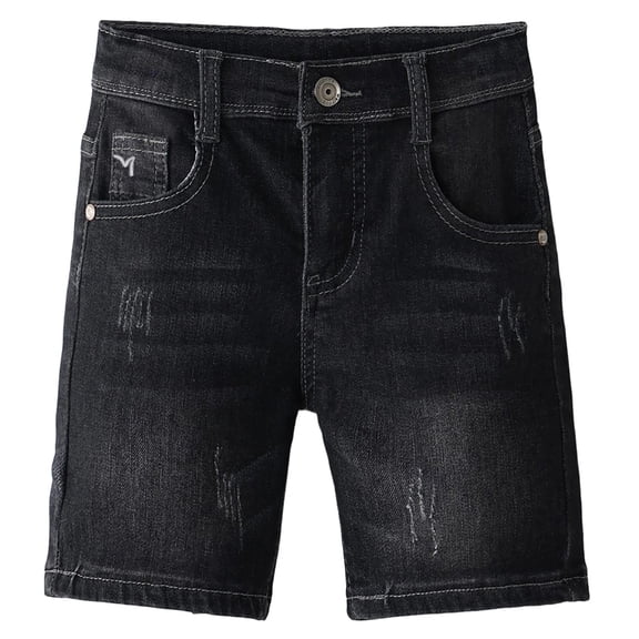 Kiijoy Boys Jean Shorts Summer Mid Rise Stretch Denim Shorts with Pockets, Black, Sizes 9-10
