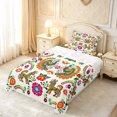 thumbnail image 5 of meiyoeat Vibrant Boho Floral Twin Sheets For Men Women,Peacock Print Bedding,White Multicolor,3-Piece1 Flat Sheet, 1 Fitted Sheet and 1 Pillowcase, 5 of 6