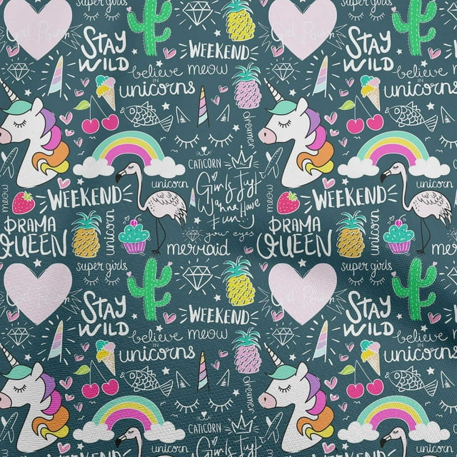 oneOone Cotton Cambric Light Pink3 Fabric Unicorn Pattern Sewing Craft Projects Fabric Prints By Yard 56 Inch Wide