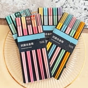 Uehgn 5 Pairs Reusable Plastic Chopsticks BPA-Free Dishwasher-Safe Non-Slip Fiberglass Chopsticks Chinese Japanese Chopstick Gift Set