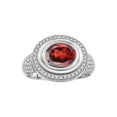 thumbnail image 1 of RYLOS Rings for Women Sterling Silver Ring Classic 9X7MM Oval Gemstone & Diamonds January Garnet Jewelry Size 11.5, 1 of 7