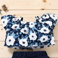 thumbnail image 5 of Mercatoo Baby Outfit Green Outfits Shorts Sleeve Baby Floral Toddler Girls Tops Printed Fly Girls Outfits&Set, 5 of 8