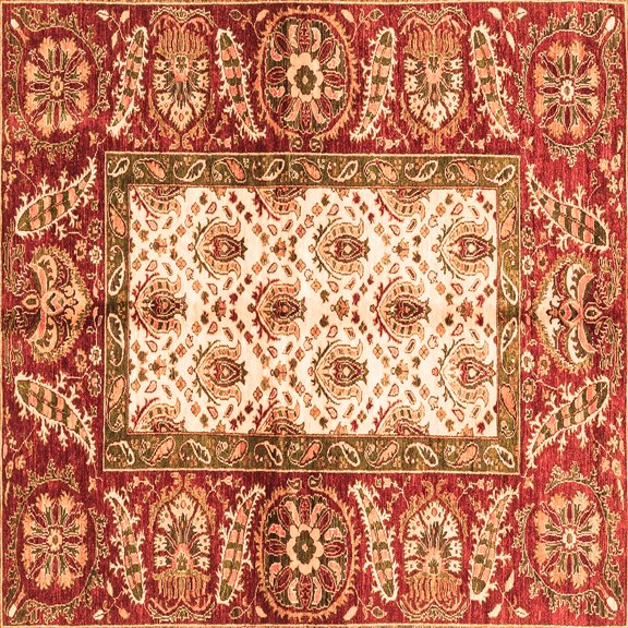 Ahgly Company Indoor Square Oriental Orange Traditional Area Rugs, 8' Square