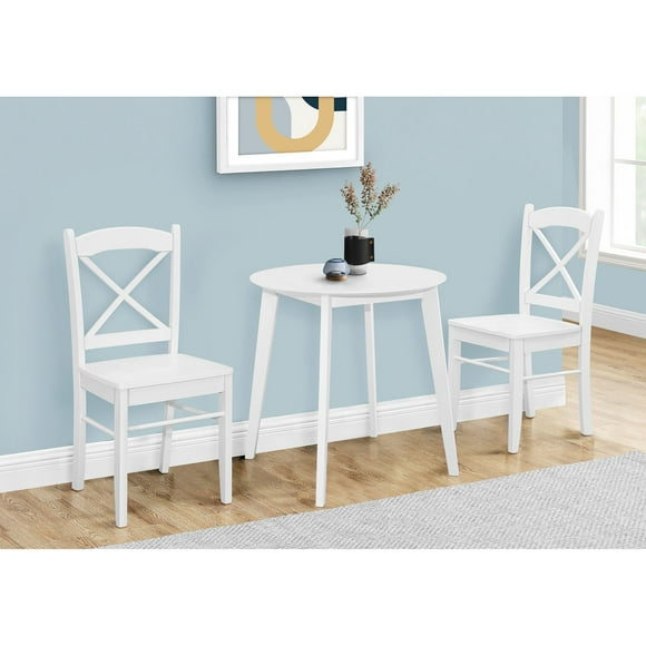 Monarch Specialties I 1321 - Dining Table, 30" Round, Small, Kitchen, Dining Room, White Veneer, Wood Legs, Transitional