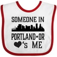 thumbnail image 3 of Inktastic Portland Oregon Someone Loves Me Skyline Boys or Girls Baby Bib, 3 of 4