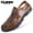 Dark Brown, variant on Men's Brown Handmade Cowhide Sandals, Durable Two-Layer Rubber Sole, Stitched Glue-Free Slip-On Shoes for Summer, Outdoor, and Casual Wear