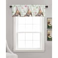 thumbnail image 3 of Easter Rabbit Linen Curtain Valance for Bedroom/Bathroom/Kitchen/Office/Living/Dining Room Windows,Farmhouse Green White Buffalo Check Floral Pocket Topper Drapes Decorative Cafe Drapery Panel 54x18, 3 of 6