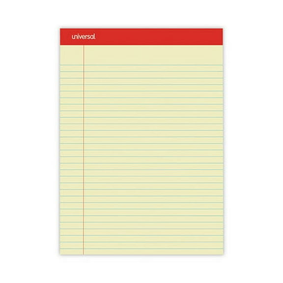 Perforated Ruled Writing Pads, Wide/legal Rule, Red Headband, 50 Canary-Yellow 8.5 X 11.75 Sheets, Dozen | Bundle of 2 Dozen