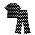 thumbnail image 4 of Abcomgle Girls Summer Outfits 7-8 Polka Dot Short Sleeve Tshirts and Wide Leg Pants Set Cute Trendy Summer Sets for Girls,7-8 Years, 4 of 4