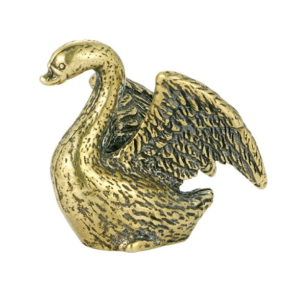 Homoyoyo Golden Brass Swan Figurine Decorative Tabletop Animal Statue for Home Office Shelf Decor