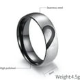 thumbnail image 3 of Rose Gold/Black Heart CZ Stainless Steel Silver 'I LOVE YOU' Couple Ring Sz 5-12, 3 of 7