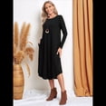 thumbnail image 4 of Pijama de Mujer con Cuello Redondo, Larga y Bolsillos Negro XL, 4 of 9