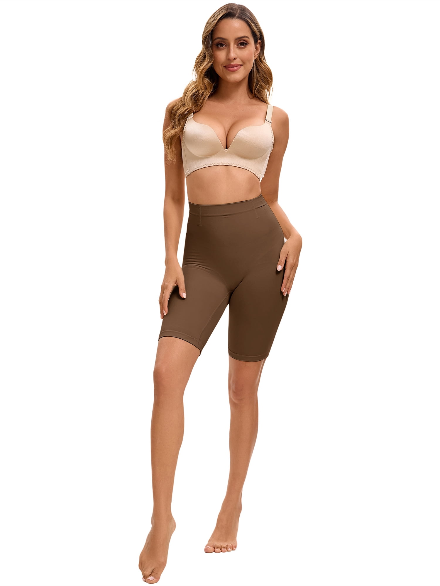 Unique Bargains Women's Control Waist High Elasticity Shapewear Panties M Dark Brown