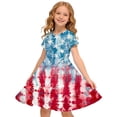 thumbnail image 2 of Virmaxy 4-13 Years Tie Dye Print 4th of July Pleated Dress Summer Patriotic Short Sleeve Crew Neck Holiday Dress for Casual and Party Wear, 2 of 9