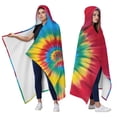 thumbnail image 2 of Wearable Blanket,Colorful Tie Dye Mandala Pattern Hooded Wearable Flannel Blanket for Adults & Teens,Winter Poncho Shawl Wrap Cape Cozy Anti-Pill,60"x80", 2 of 5