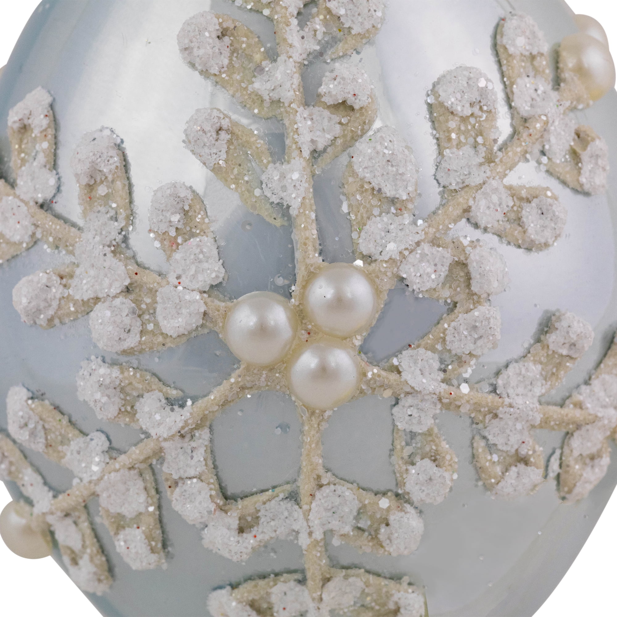 Northlight Set of 2 Shiny Artic Blue Textured Snowflakes Finial Christmas Glass Ornaments 5"