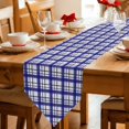 thumbnail image 2 of Vintage Plaid Table Runner Linen Burlap Table Runner 70 Inches Long Navy Blue Farmhouse Checked Stripes Dresser Scarves for Kitchen Island Coffee Dining Room Party Wedding Holiday Decoration 13"x70", 2 of 8