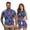 Colorful Leaf, variant on Blue Polynesian Couple Matching Outfit Men Zipper Shirt Short Sleeve Golf Casual Workout Collared Cool Shirt and Golf Clothes for Women Sleeveless with Built in Shorts