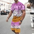 thumbnail image 2 of Men's Summer Casual Suits Loose Fit Printed Matching Sets Comfortable Daily Wear Outfits Non Stretch Breathable Lightweight, 2 of 6