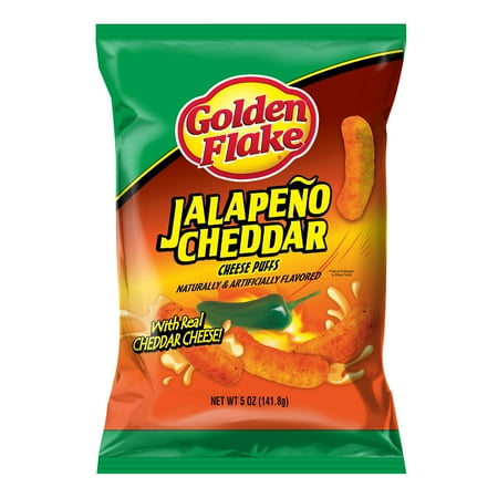 Golden Flake Jalapeno Cheddar Cheese Puffs, Gluten-Free, 5 oz Bag