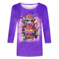 thumbnail image 5 of Qetyuw Womens Mardi Gras Tshirt 3/4 Length Sleeve Crew Neck Tops Funny Mask Graphic Tees Plus Size Carnival Party Tee Shirts, 5 of 5