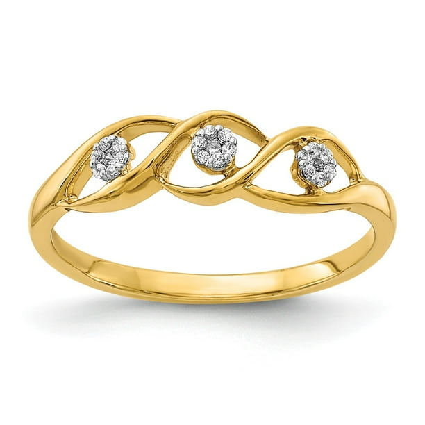 AA Jewels - Solid 14k Yellow Gold Diamond Wave Ring Band Size 5 (.067 ...