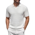 thumbnail image 3 of Men's Button Knitted Polo Shirt Short Sleeve Slim Fit Casual Top Tee Solid Color Breathable Stretch Summer Fashion Essential Gift for Him Outdoor Daily Comfort | JASKFLY,White M, 3 of 9