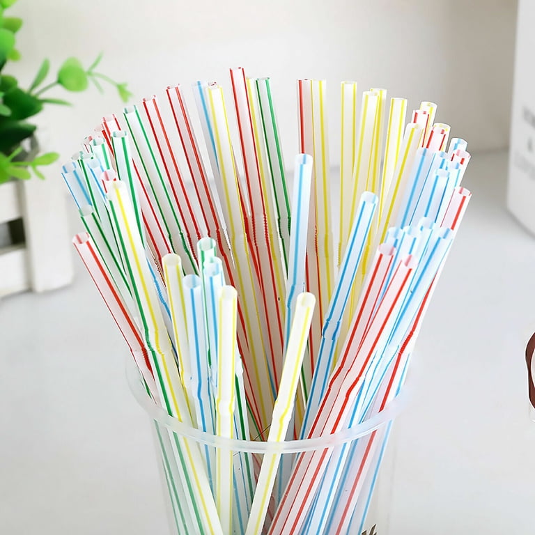 100 Flexible Trinkhalme, Plastik Strohhalme In Verschiedenen Bunten Farben
