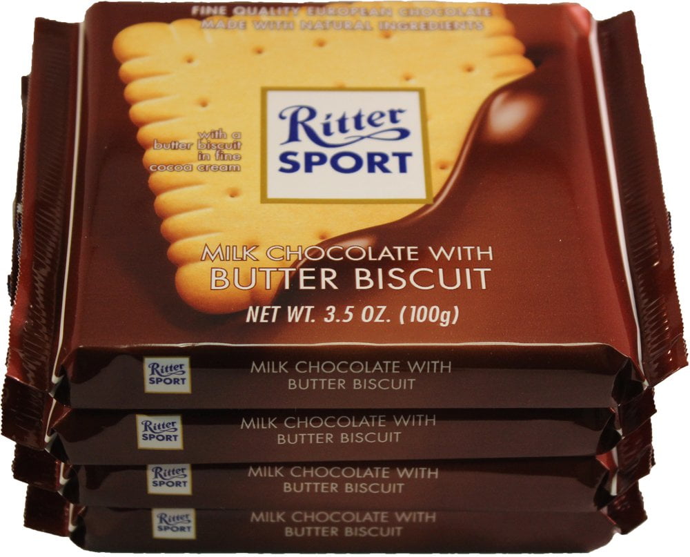 Ritter Sport Schokolade (Pack of 4) Butter Biscuit