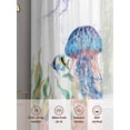 thumbnail image 6 of Watercolor Jellyfish Sheer Curtains 96 Inch Long 2 Panels, Summer Ocean Seaweed Coral Coastal Light Filtering Rod Pocket Curtains, Sheer Voile Drapes for Living Room Bedroom, 52"x96", 6 of 8
