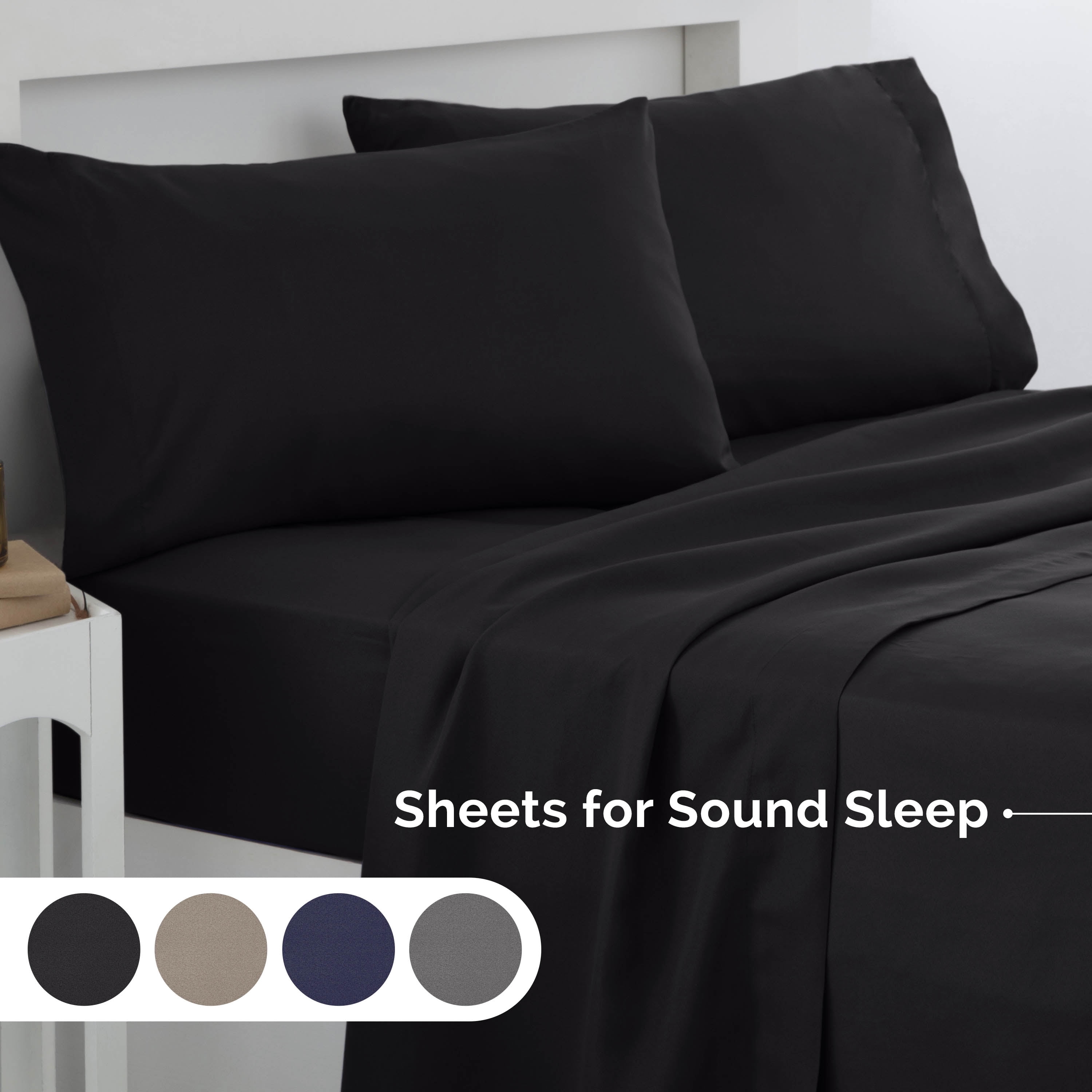 Martex Easy Living 3-Piece Twin Microfiber Sheet Set | Brushed Soft Easy Care | Black
