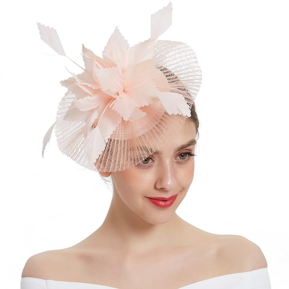 Hemoton Chic Pink Mesh Fascinator Hat with Plumage for Women Perfect for Wedding Parties and Photoshoots