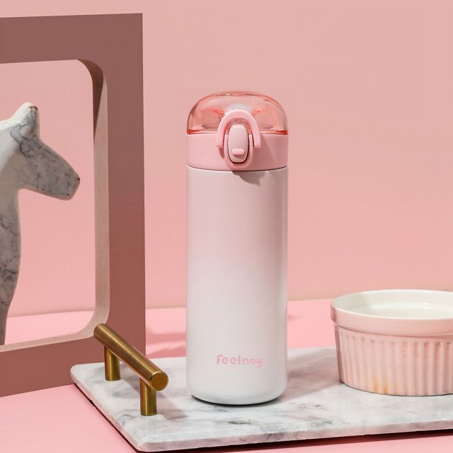 Taza térmica de paja de color degradado para hombres y mujeres, creativa, moderna, interior y exterior, taza informal de acero inoxidable 304