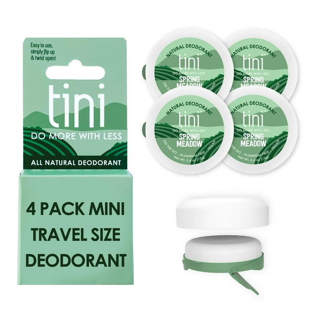 Desodorante TINI Naturals, tamaño de viaje, sin aluminio, 12 ml (paquete de 4)