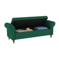 thumbnail image 4 of Velvet Upholstered Storage Bench, Button-Tufted Large Storage Ottoman Bench for Bedroom End of Bed, Rolled Armed Bench Window Sitting with Soild Wood Legs for Bedroom Entryway Living Room, Dark Green, 4 of 7