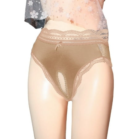 Great Price: Ladies Panties  Bragas de Mujer  Women s High Waist Sexy Lace Open Transparent Mesh Panties Briefs SOPATENOR Beige M